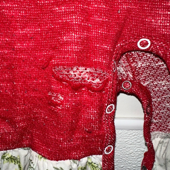 Baby Girl Ricrac & Ruffles Romper 12M Red Christmas Holiday - Picture 5 of 15